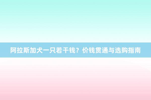 阿拉斯加犬一只若干钱？价钱贯通与选购指南